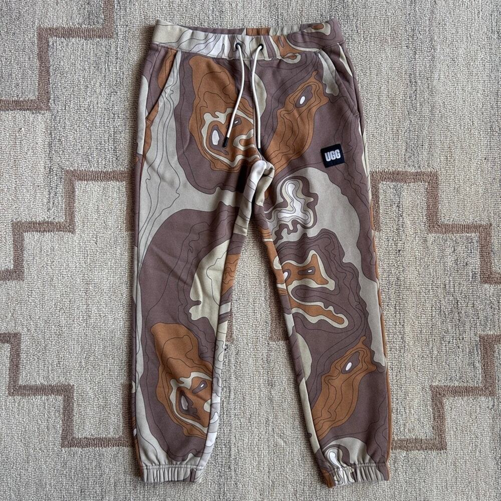 UGG Malachi Topo Jogger Pants Mens M Brown Earth Tone Topographic Streetwear